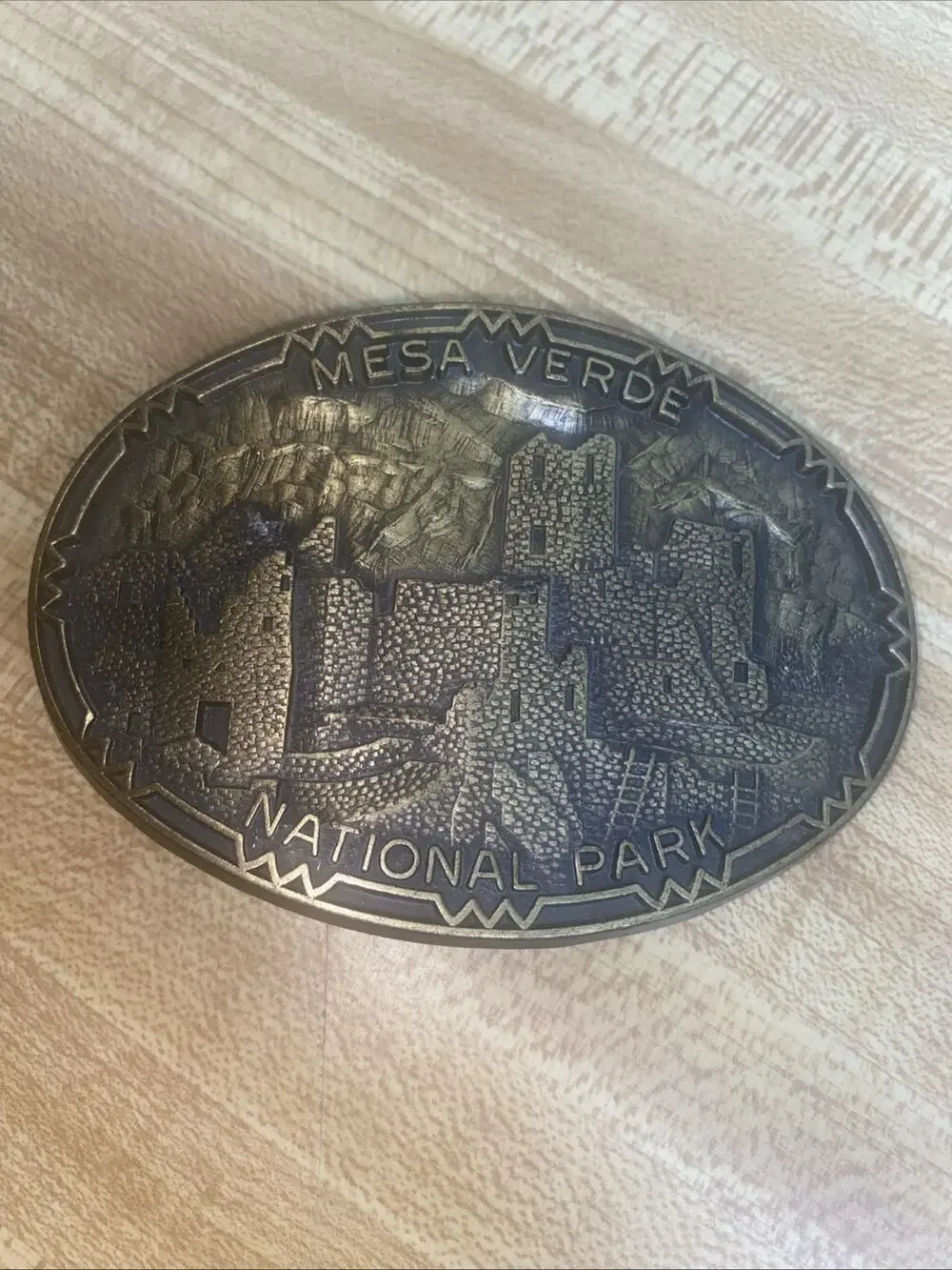 Vintage Mesa Verde National Park Brass Belt Buckle Fits Up To 1.75” Width Belt